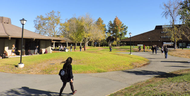 Students walking on campus