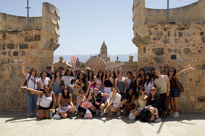 Large group of students in spain landscape