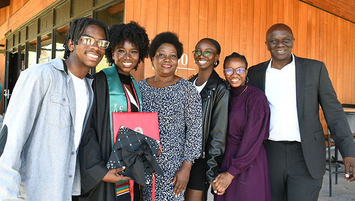 Family members with a female graduate