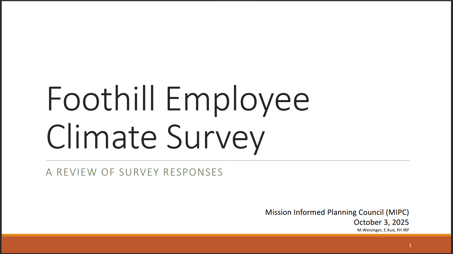 Campus Climate Survey Title Slide
