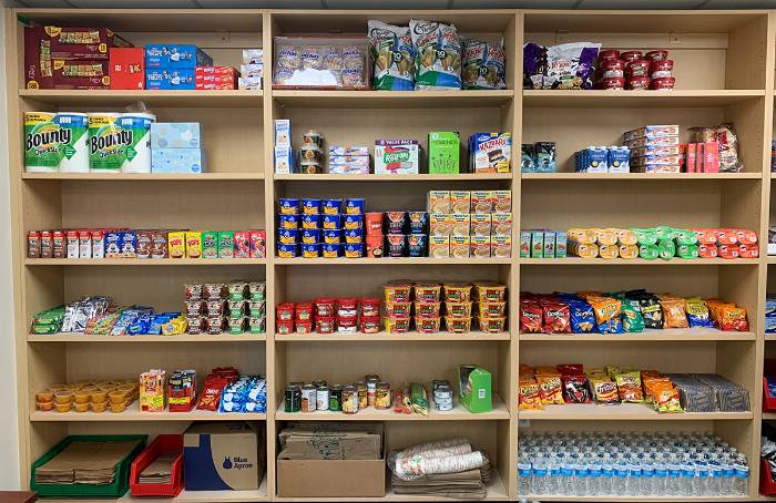 Shelves full of food in Food Pantry