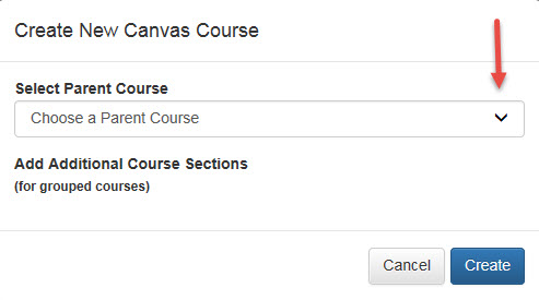 Drop down menu to select parent course