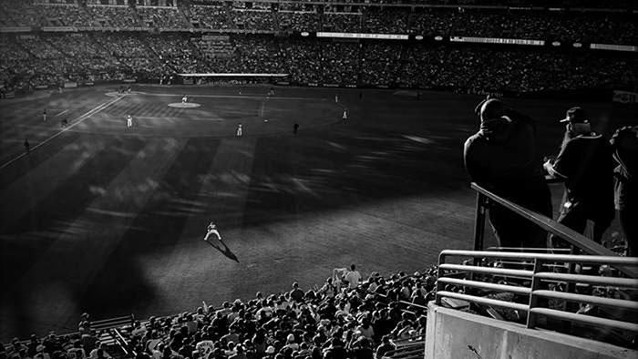 stadium with specators at night
