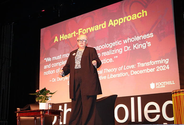 Kristina Whalen presenting A Heart Forward Approach at Foothill College