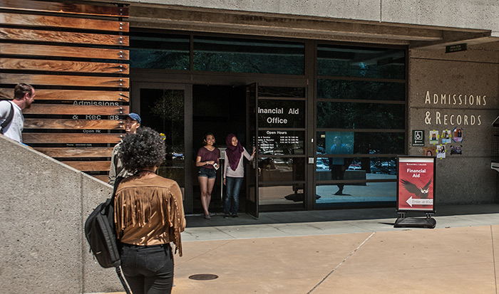 students outside admission and records building