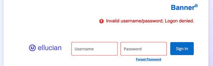 Ellucian log in error