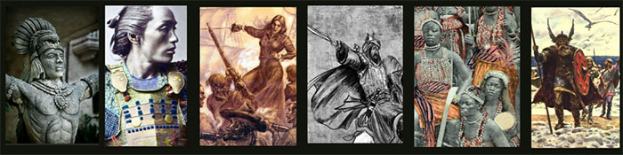 collage of warrior images