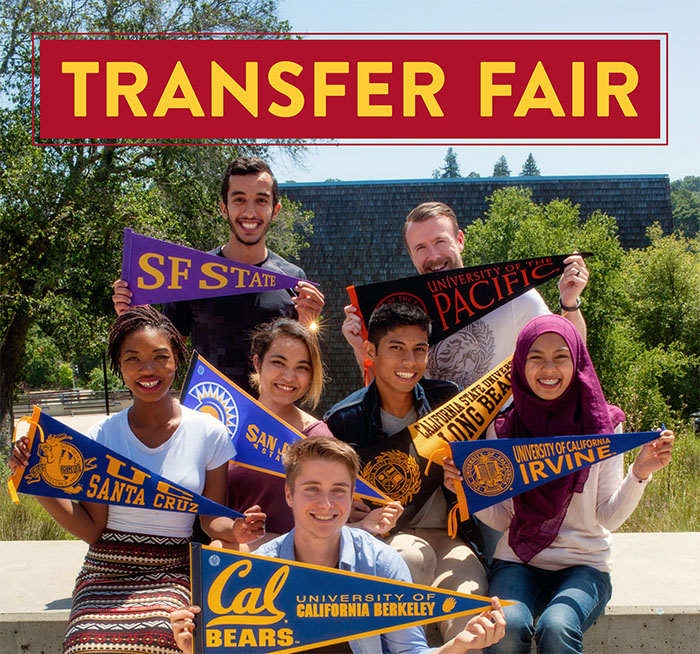 Transfer Day Seven students holding college pendents